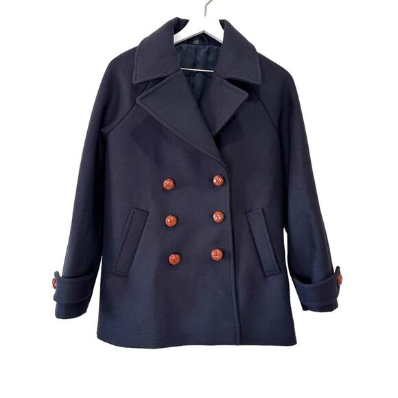 & Other Stories Paris Atelier Wool Peacoat Women’s Size 6 Navy - Picture 14 of 14